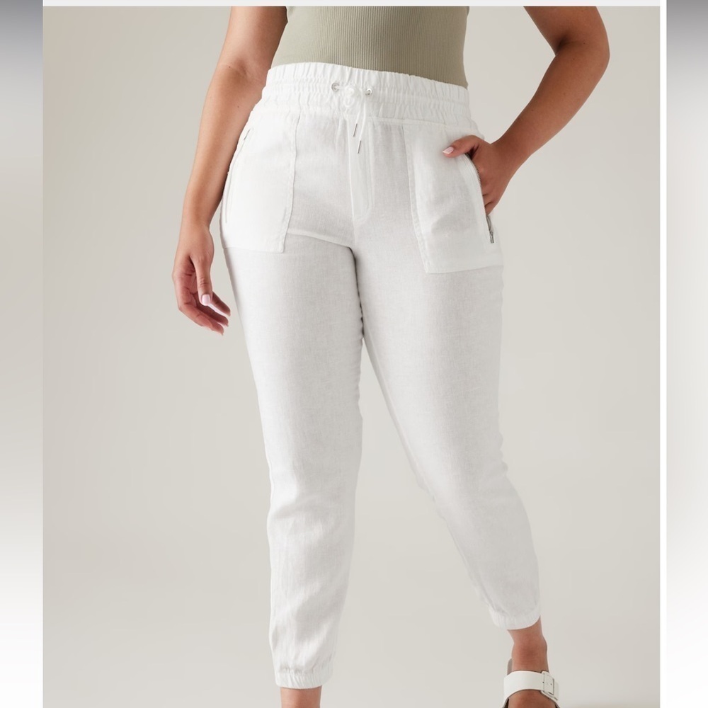 Athleta Cabo Linen Jogger White NWT
